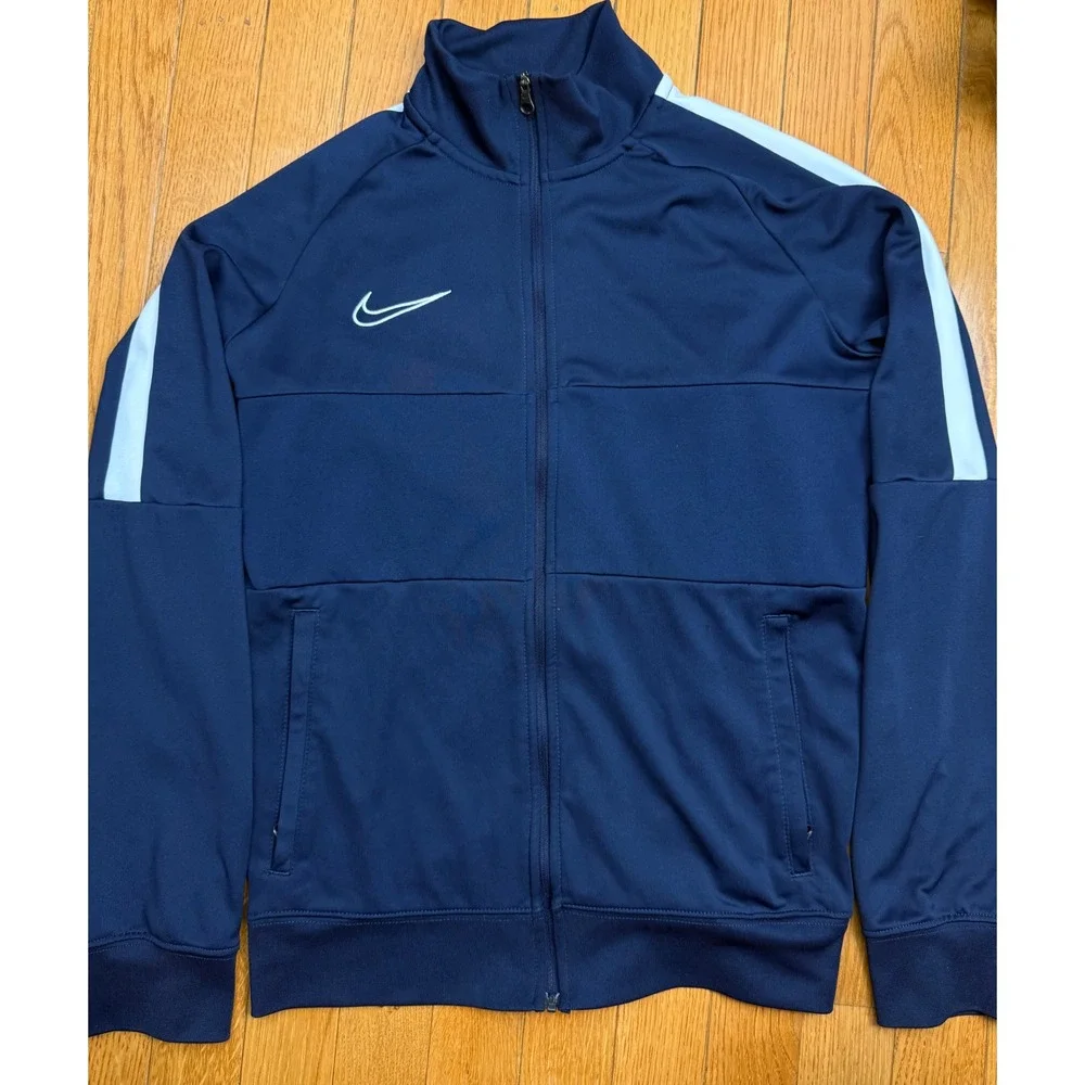 Nike Dri-FIT Kids Track Jacket Navy Blue White Stripe Full Zip Large L